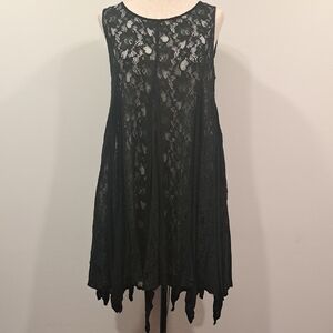 NWT UMGEE Black Lace Paneled Sleeveless Dress. Fully Lined. Sz S. Oversize/flowy